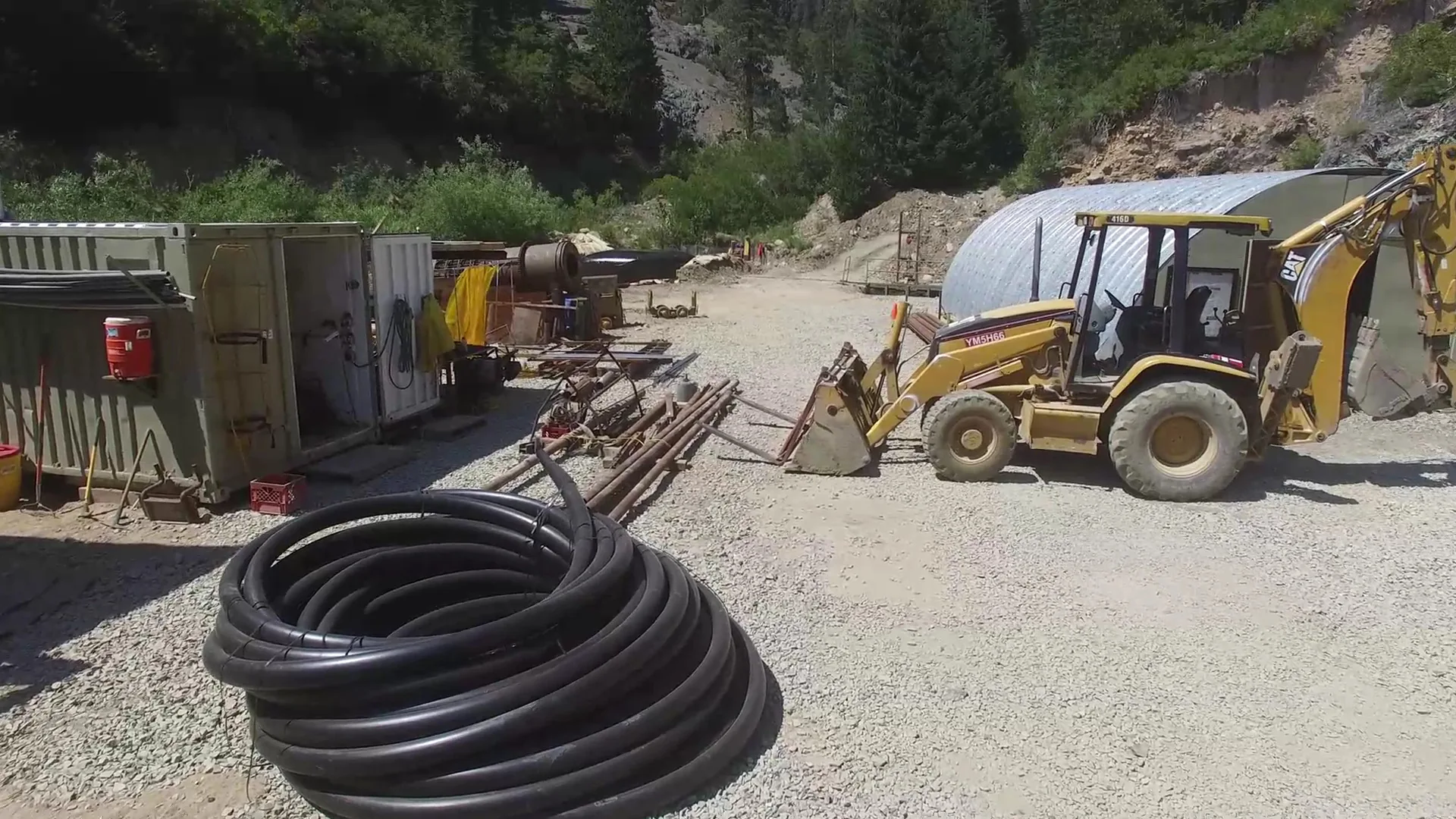 Equipment and materials staged at the surface site.